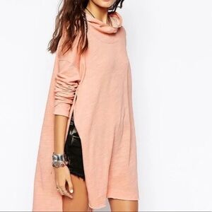 Free People FP Beach In a Hurry Hoodie in Pink Sand Side Slit Tunic Top